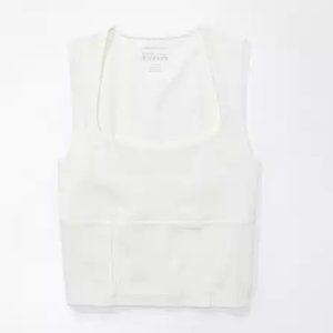 American Eagle x The Ziegler Sisters Cropped Corset Tank Top, Size XS, White